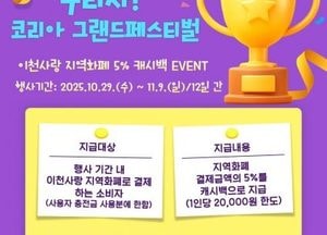 이천시 ‘2025 코리아그랜드페스티벌’ 맞아 ‘이천사랑 지역화폐’ 캐시백 5% 지급