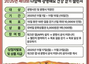 광명시 ‘다함께 광명해요 걷기 챌린지’로 건강한 도시문화 확산