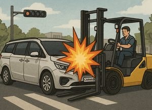 평택서 카니발이 지게차 들이받아…2명 부상