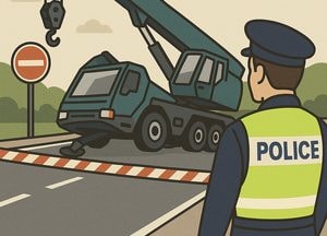 안성 고삼면 도로서 250t 크레인 전도…양방향 통제