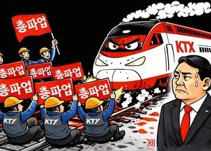선로 위에서 멈춘 일상 [중앙만평]