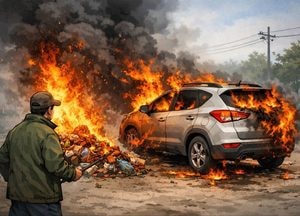 인천 영종도서 쓰레기 소각 중 불…투싼 차량 1대 전소