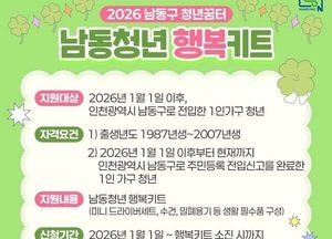 인천 남동구, 전입 청년 1인가구에 ‘행복키트’ 지원