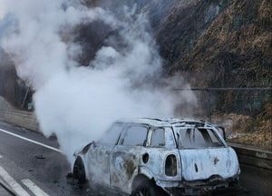 성남 수도권제1순환고속도로 차량 화재…임야 일부 태워
