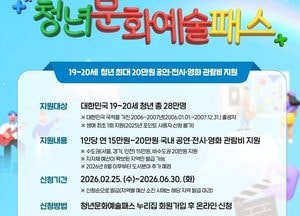 이천시, 2026년 청년문화예술패스 신청 접수...19~20세 청년 1인당 연 15만원 지원