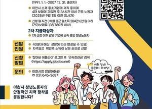 이천시, 중소기업 청년노동자 근속장려금 지원사업 참여자 모집