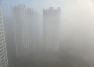 여주 현암동 뒤덮은 짙은 안개…아파트 단지도 희미