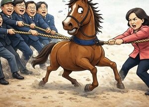 [중앙AI만평] 경마장 줄다리기