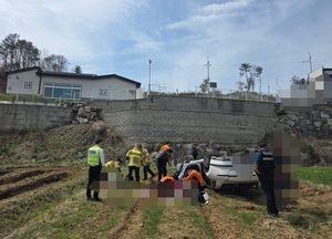 양평서 승용차량 전진 주차 중, 추락 전복 사고…70대 등 3명 중·경상