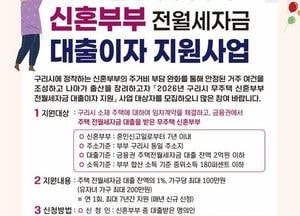 구리시, 무주택 신혼부부 전월세 자금 대출이자 지원 확대