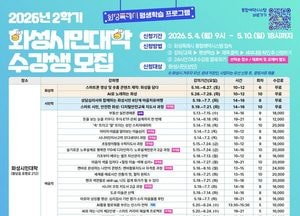 화성특례시, 화성시민대학 2학기 수강생 모집...5월4일부터 선착순 접수