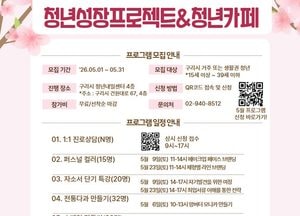 구리시, 5월 청년성장프로젝트 참여자 모집...1대 1 진로상담·경력 재설계 지원