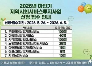 양주시, 하반기 지역사회서비스투자사업 이용자 모집