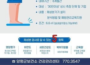 양평군, 직장인 대상 체성분 기기 대여 ‘몸헤아림’ 사업 추진