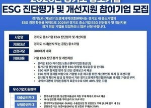 경기도, 중소기업 ESG 진단평가 전액 지원. 22일부터 300개사 모집