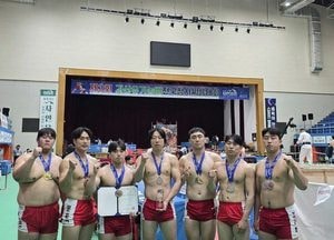 광주시청 씨름팀, 괴산유기농배 전국장사씨름대회 금메달 2개 획득…단체전 준우승