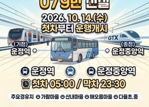 파주 GTX 운정중앙역 연계 마을버스 079번, 14일부터 운행