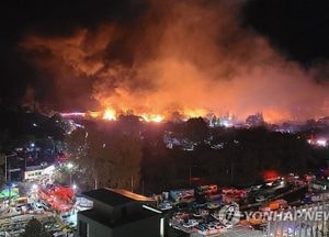 구룡마을 화재 소강상태 진입…소방 대응 1단계로 하향